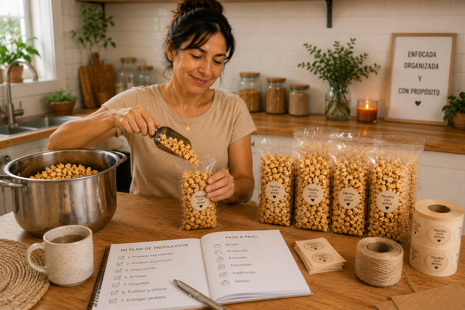 Producción organizada de pochoclos gourmet